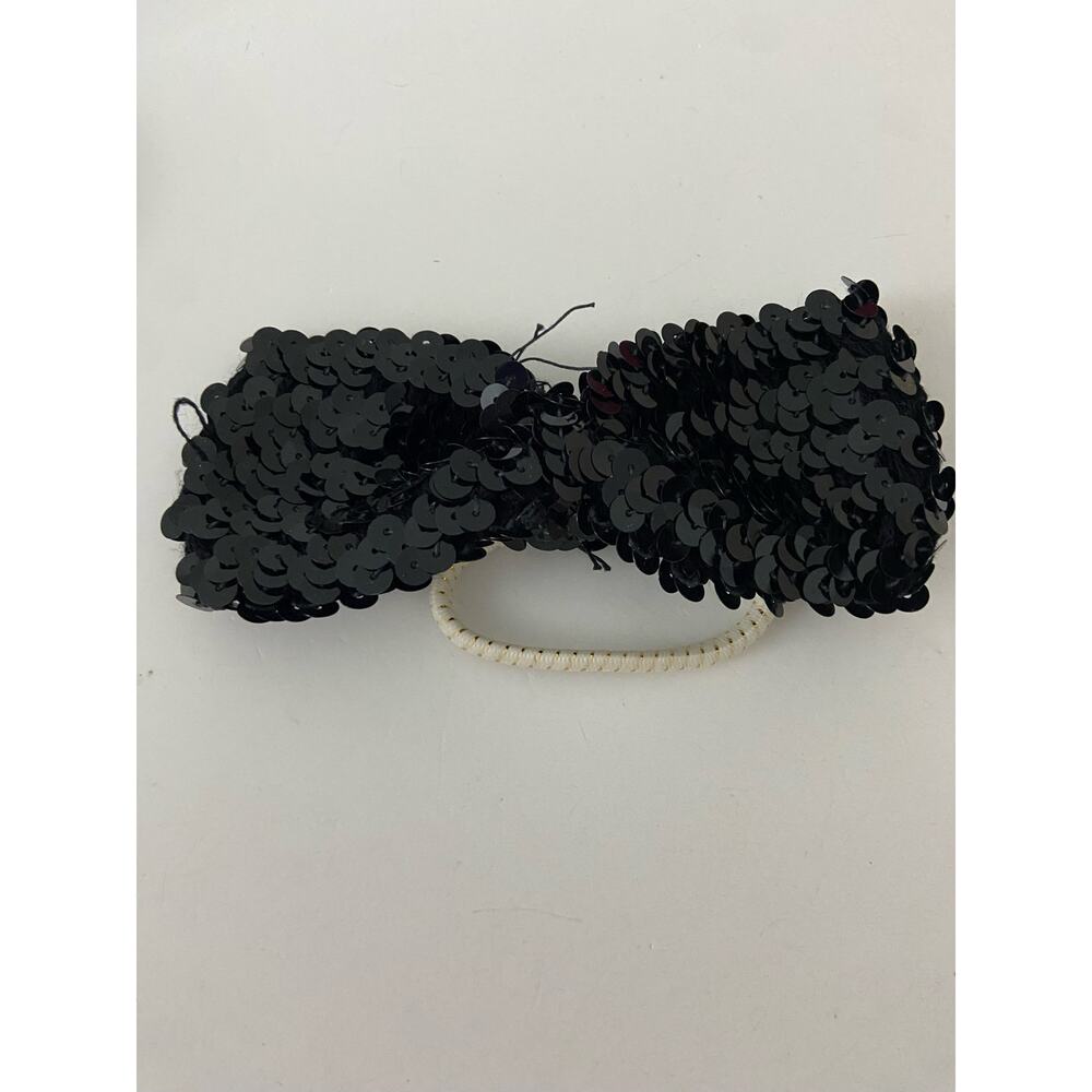 Black sequin hair bow